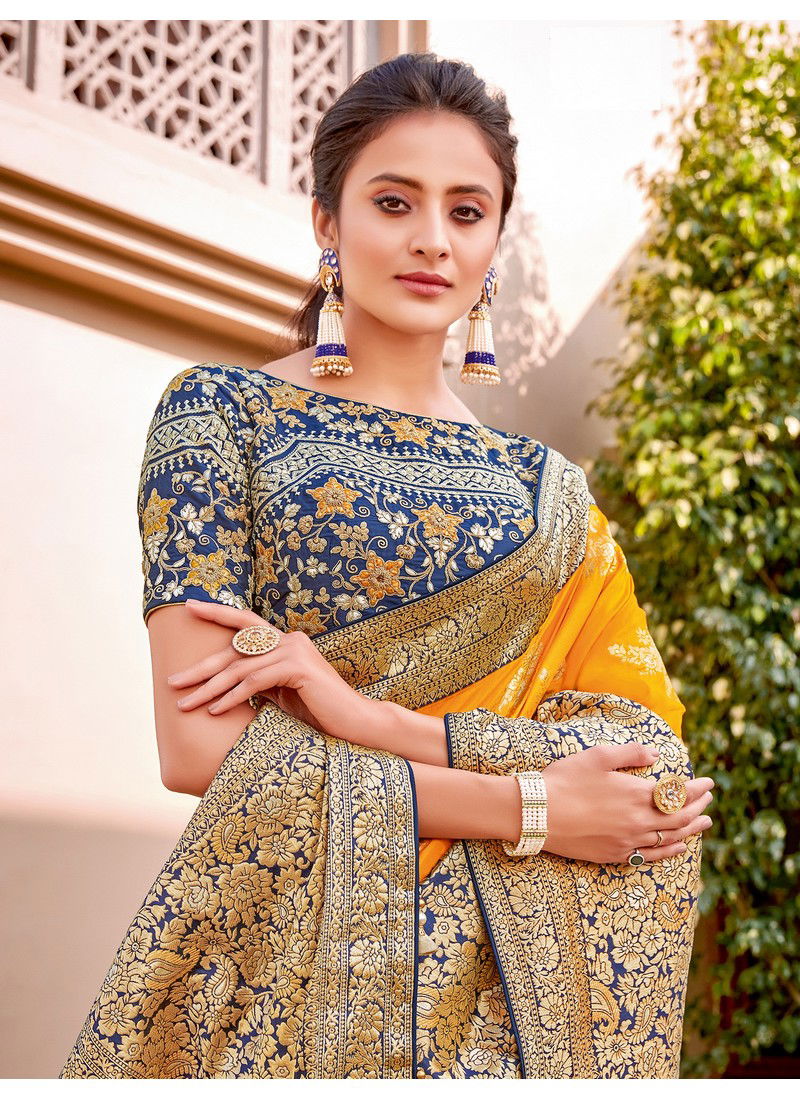 Nayonika Dhaanvi Latest Heavy Designer Thread And Zari Embroidery Work Festive Wear Weaved Silk Saree Collection 